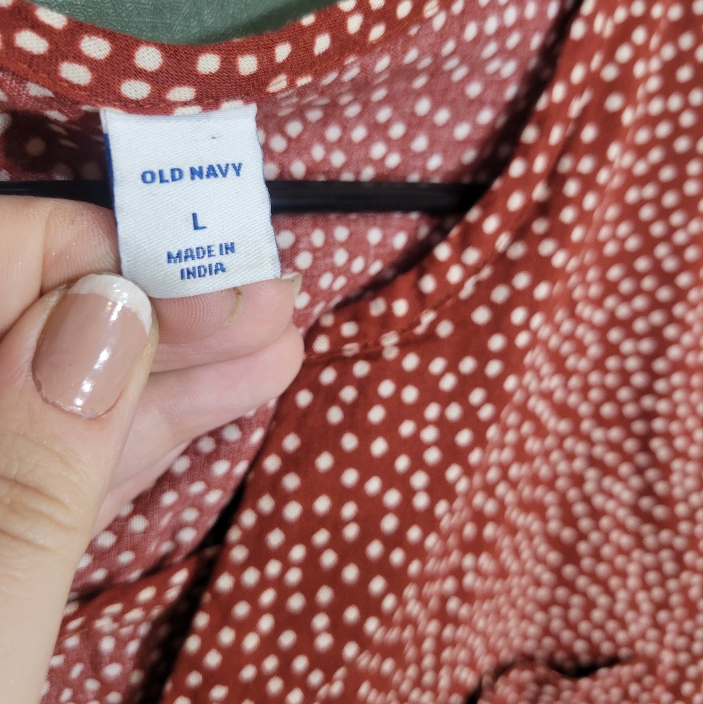Size L Old Navy Red Spotted Short Sleeve Tunic - Picture 4 of 5